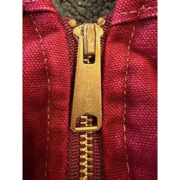 Carhartt V13 CRI Crimson Red Duck Vest Grey Sherpa Lining Workwear Rare 2XL USA - Picture 3 of 10